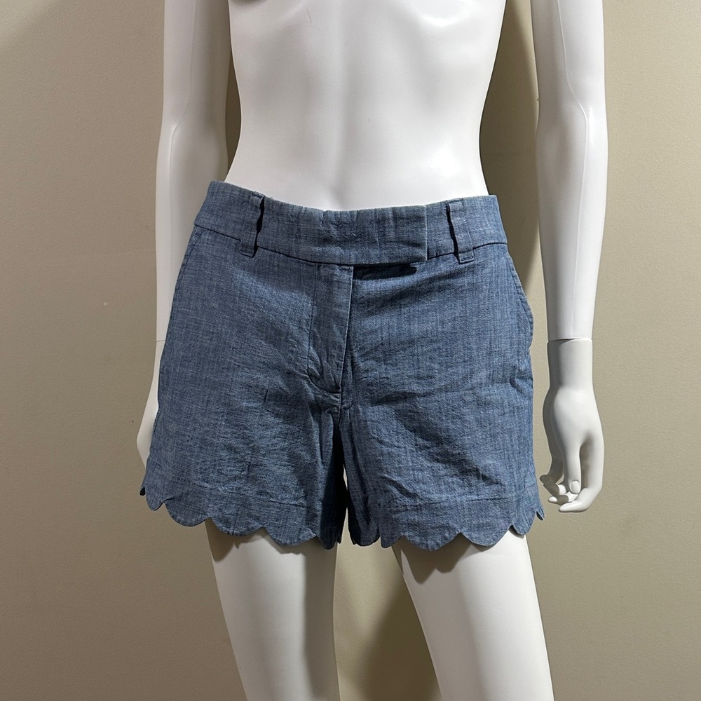 J. Crew Size 4 Blue Scalloped Women Shorts